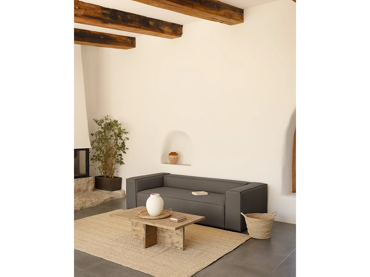 Canapé 3/4 places couleur gris foncé 210x110cm