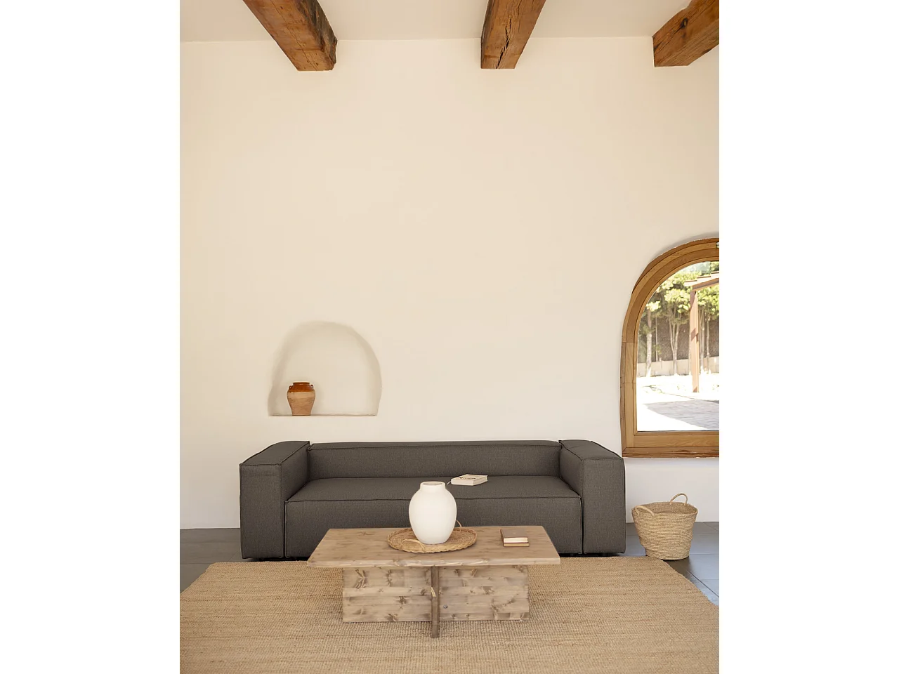 Divano 3/4 posti colore grigio scuro 210x110cm