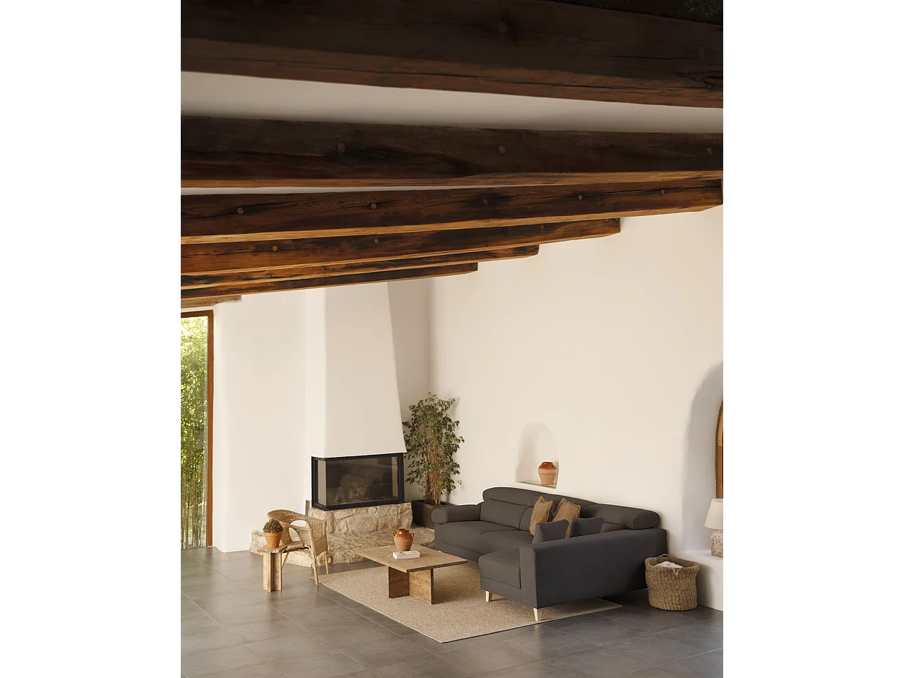 Canapé 4 places d'angle droit couleur gris foncé 278cm