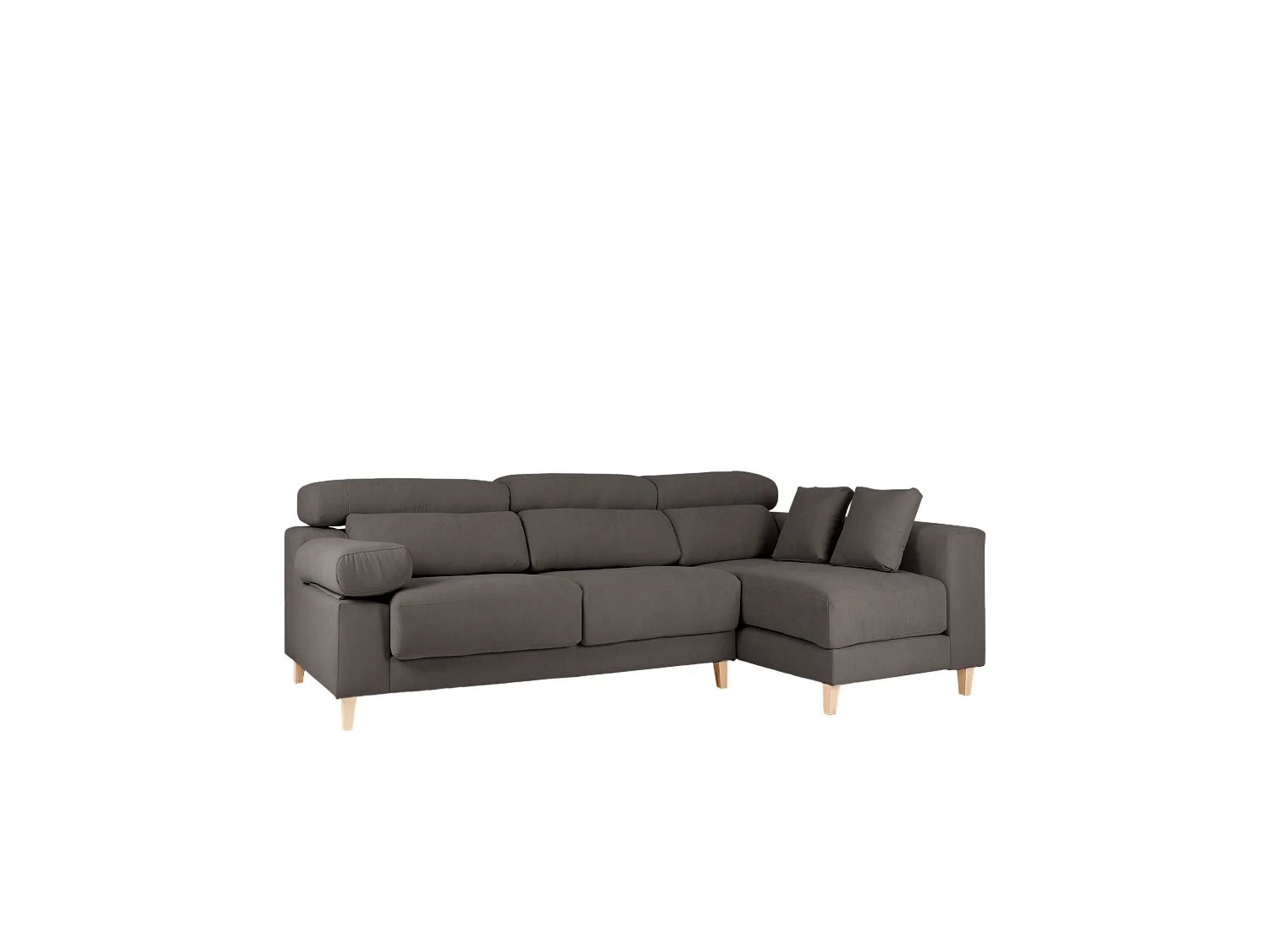 Divano 4 posti con chaise longue destra colore grigio scuro 278cm