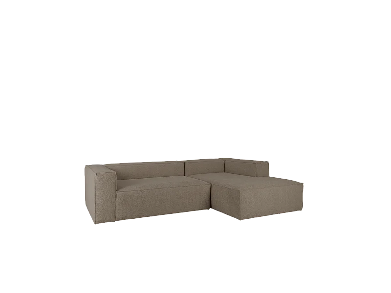 Sofá 4 plazas y chaise longue derecho color marrón 250x175cm - LOLA - DECOWOOD