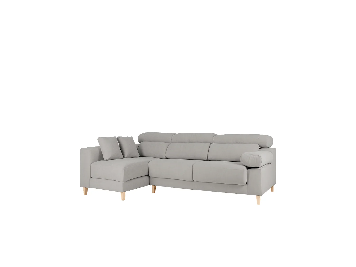 Sofá 4/5 plazas y chaise longue izquierdo color gris claro 300cm - MONICA - DECOWOOD