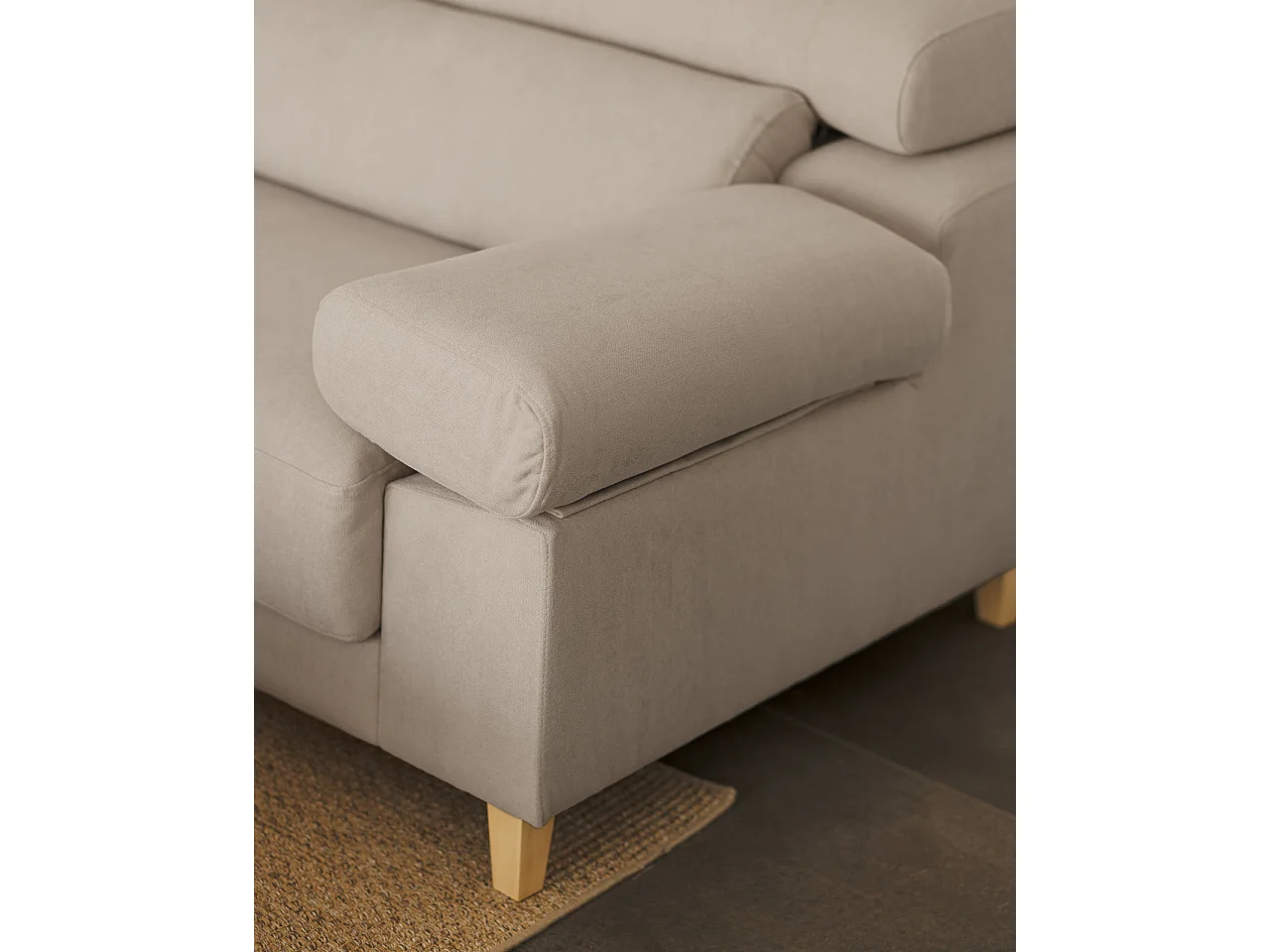 Sofá 4/5 plazas y chaise longue izquierdo color gris claro 300cm - MONICA - DECOWOOD