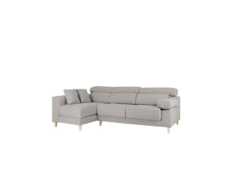 Divano 4/5 posti con chaise longue destra colore grigio chiaro 300cm