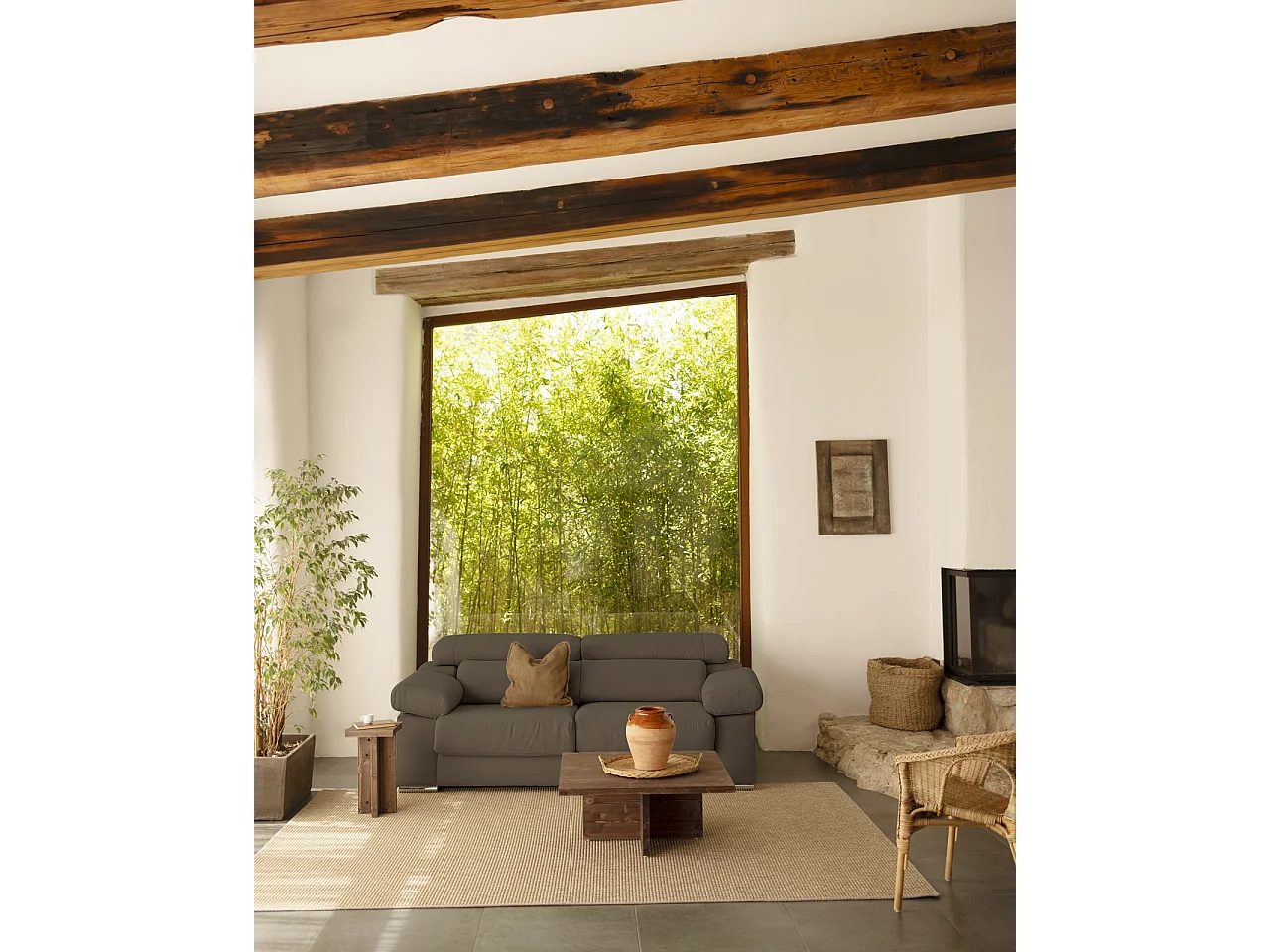 Sofá de 3 plazas color gris oscuro de 195x104cm - SANDRA - DECOWOOD