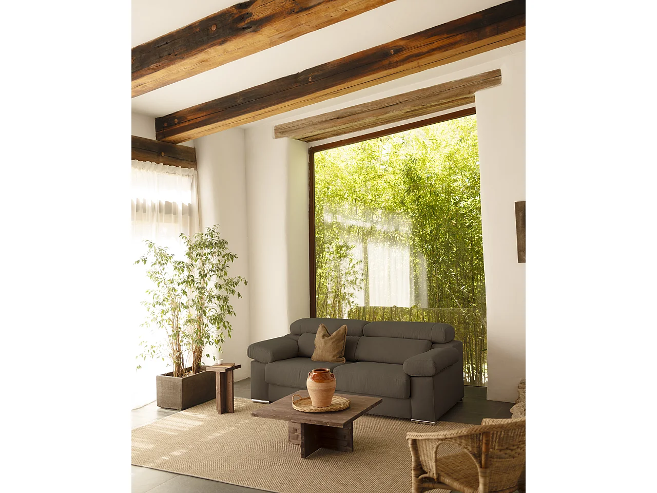 Sofá de 3 plazas color gris oscuro de 195x104cm - SANDRA - DECOWOOD