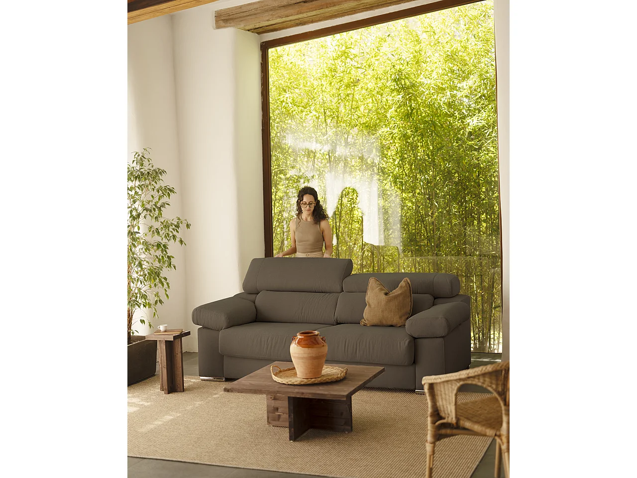 Sofá de 3 plazas color gris oscuro de 195x104cm - SANDRA - DECOWOOD