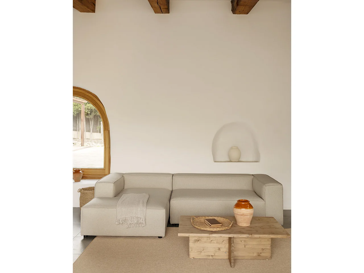 Divano 4/5 posti chaise longue sinistra colore grigio chiaro 300x175cm