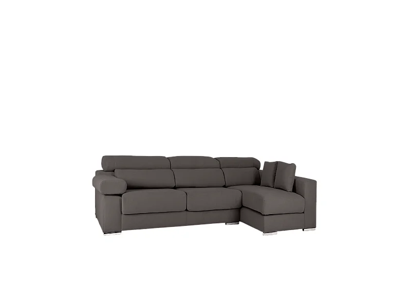 Sofá 4/5 plazas y chaise longue derecho color gris oscuro 300x168cm - SANDRA - DECOWOOD