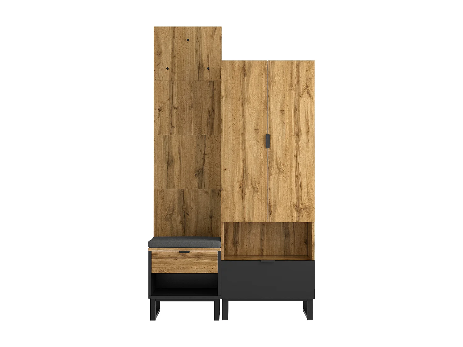 Ensemble Vestiaire - avec tabouret à chaussures et 2 tiroirs - Naturel