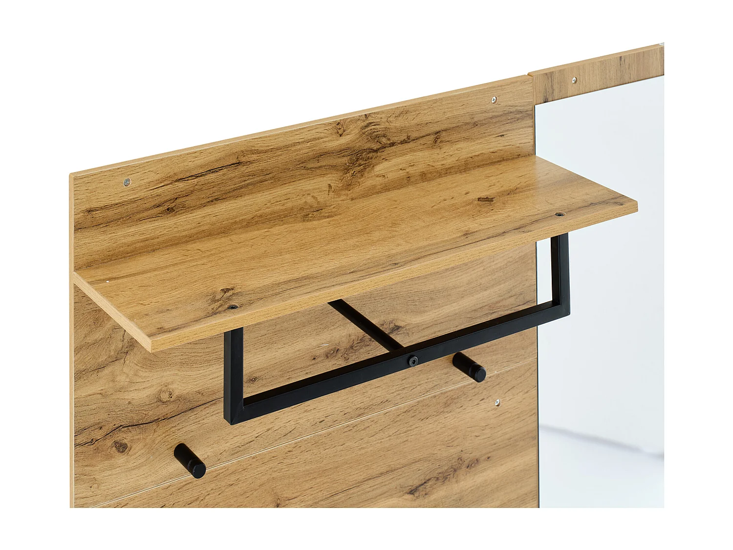 Garderobe met kapstok + schoenenkast + spiegel - Naturel