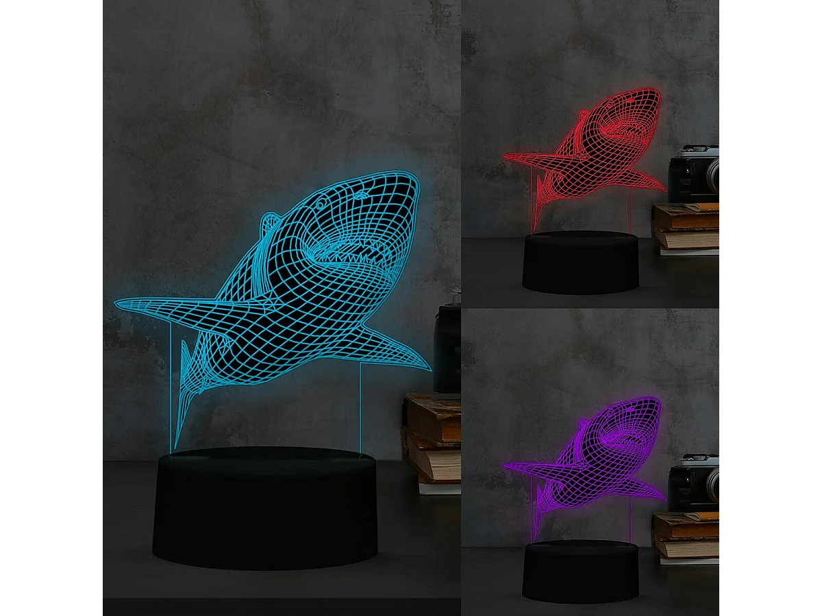 Lampe de chevet LED iTotal 3D Requin Plastique