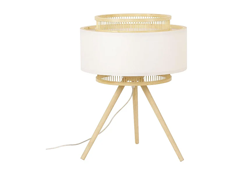 Lampe de salon DKD Home Décor Marron Polyester Blanc Bambou