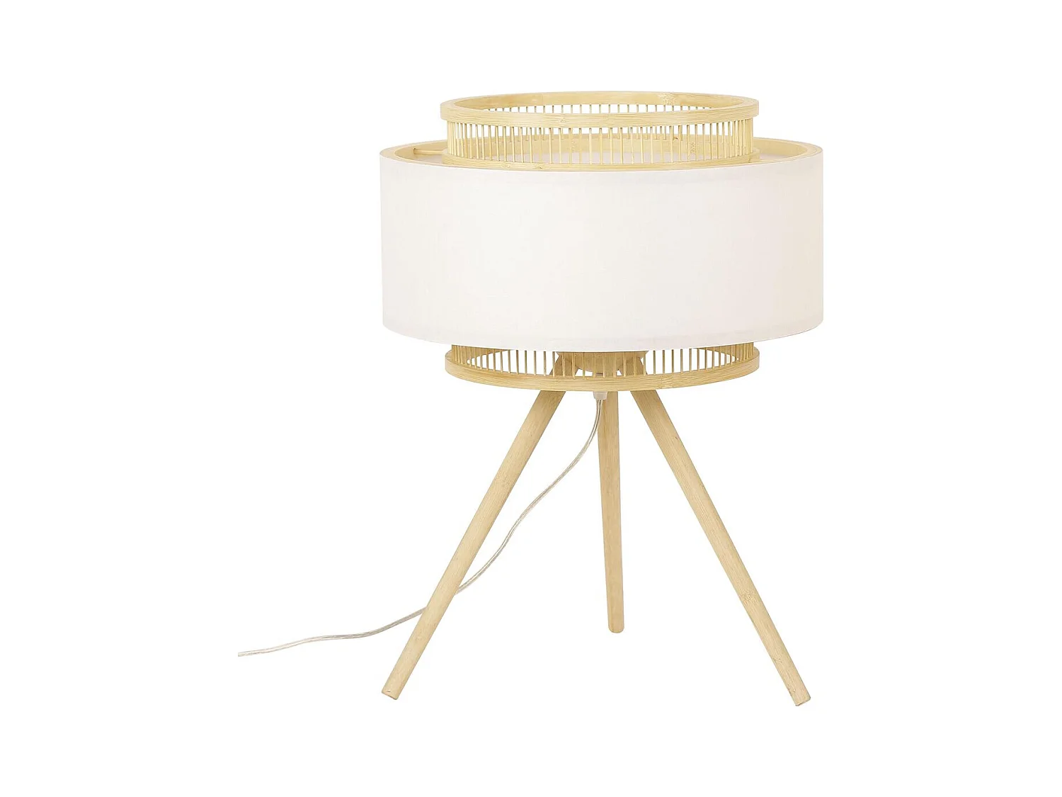 Lampe de salon DKD Home Décor Marron Polyester Blanc Bambou