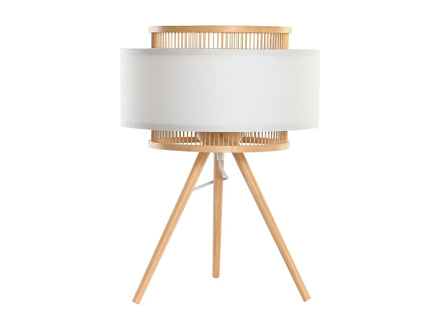 Lampe de salon DKD Home Décor Marron Polyester Blanc Bambou