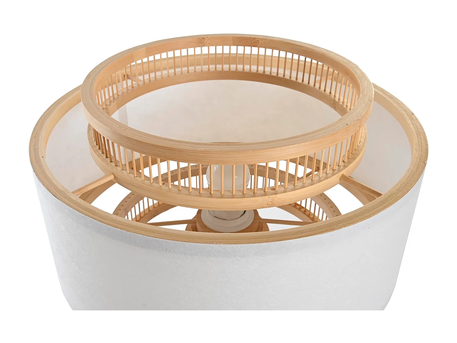 Lampe de salon DKD Home Décor Marron Polyester Blanc Bambou