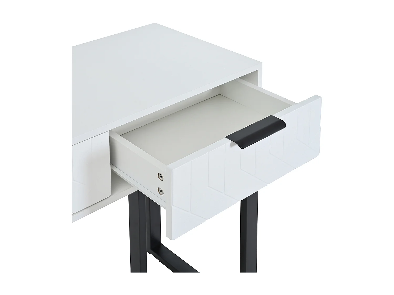 Moderne consoletafel, met 2 laden, verstelbare poten, wit en zwart