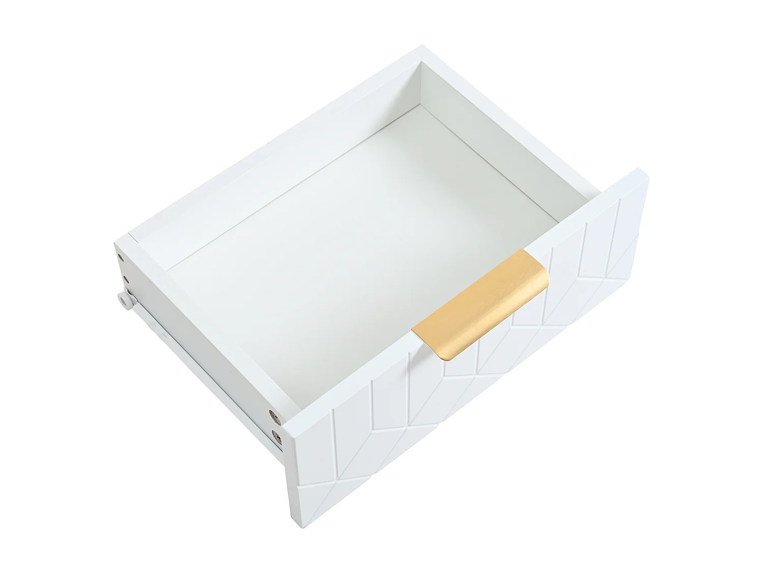 Table console moderne, avec 2 tiroirs, pieds réglables, Blanc & Doré