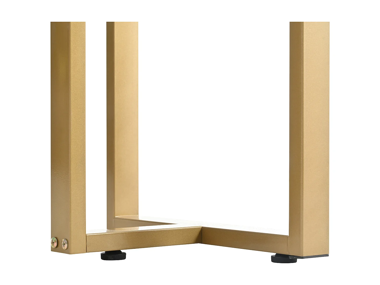 Table console moderne, avec 2 tiroirs, pieds réglables, Blanc & Doré