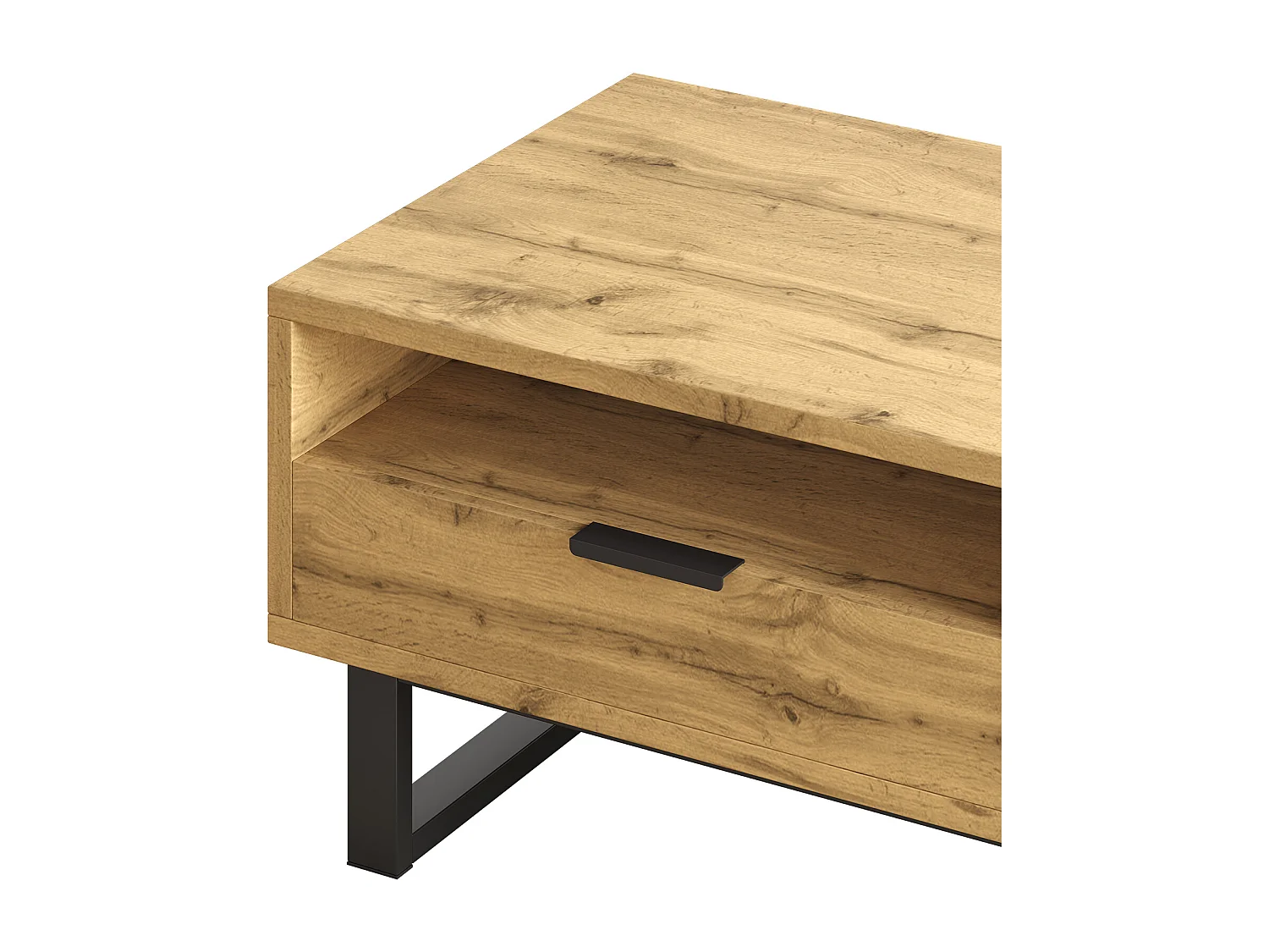 Salontafel - 1 lade en 2 vakken - Naturel & Zwart