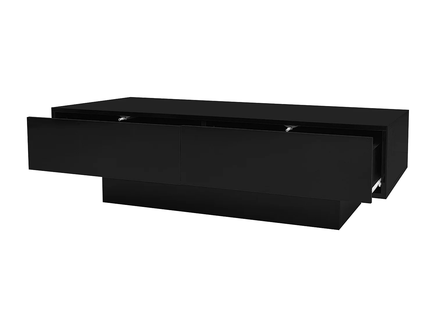 Table basse moderne avec LED - 2 tiroirs - Noir