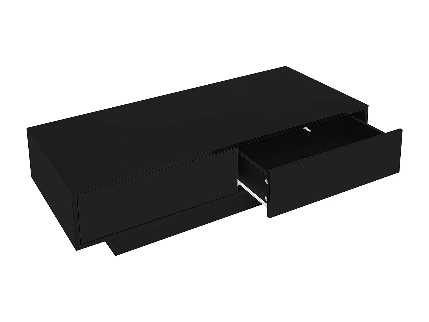 Table basse moderne avec LED - 2 tiroirs - Noir