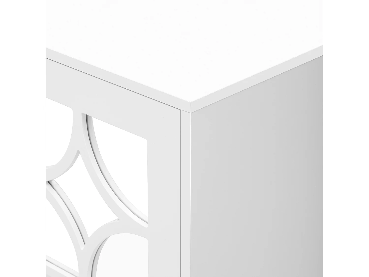 Buffet avec 4 portes vitrées - avec étagères réglables - Blanc