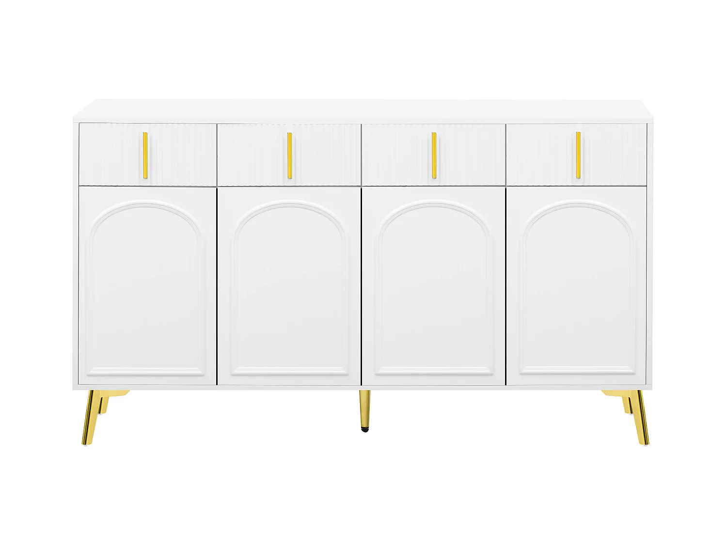 Buffet scandinave - 4 portes et 4 tiroirs - avec étagères réglables - Blanc