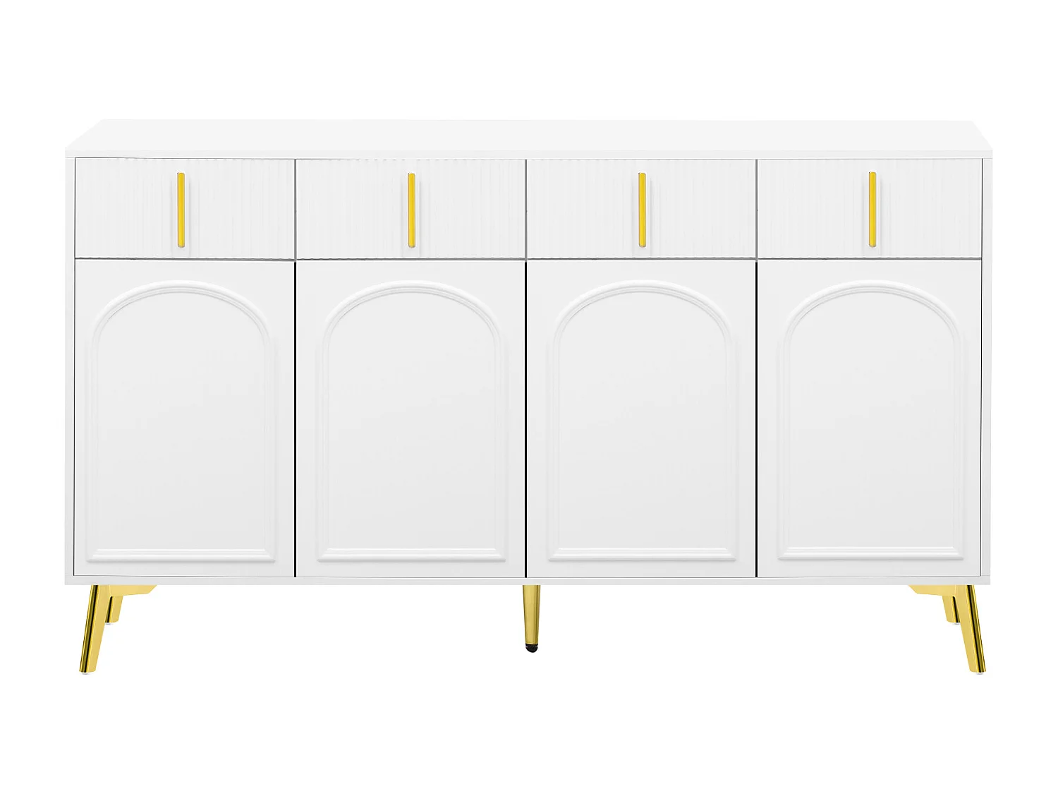 Buffet scandinave - 4 portes et 4 tiroirs - avec étagères réglables - Blanc