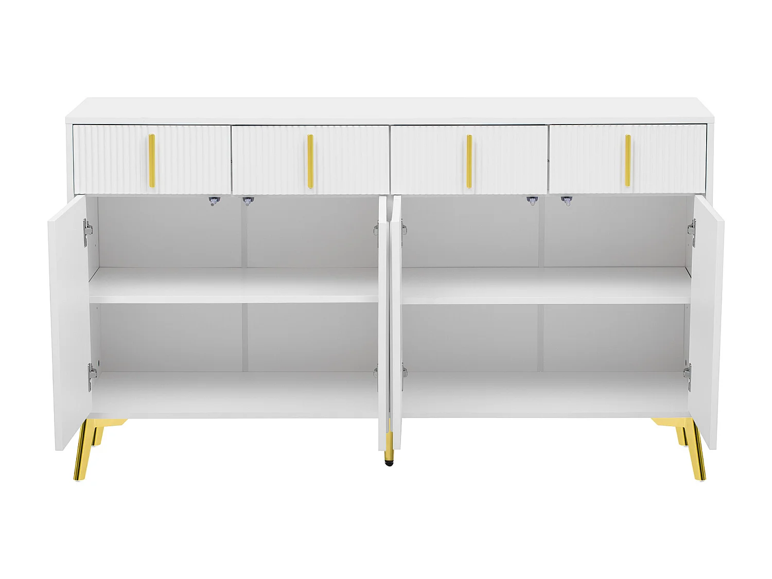 Buffet scandinave - 4 portes et 4 tiroirs - avec étagères réglables - Blanc