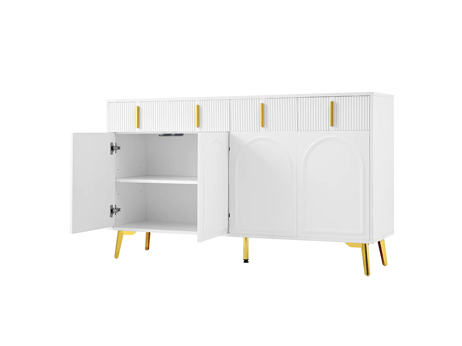 Credenza scandinava - 4 ante e 4 cassetti - con ripiani regolabili - Bianco