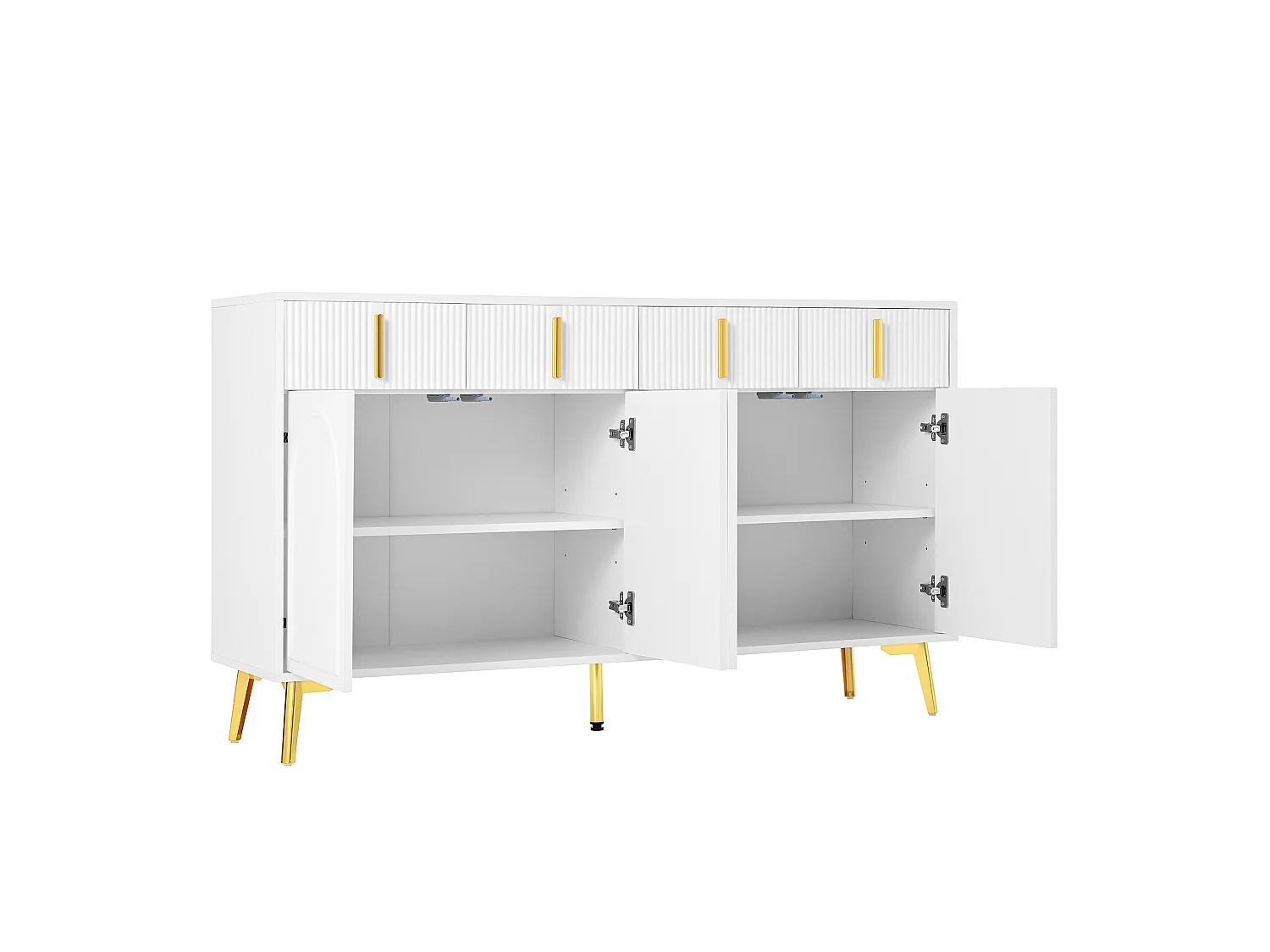 Credenza scandinava - 4 ante e 4 cassetti - con ripiani regolabili - Bianco