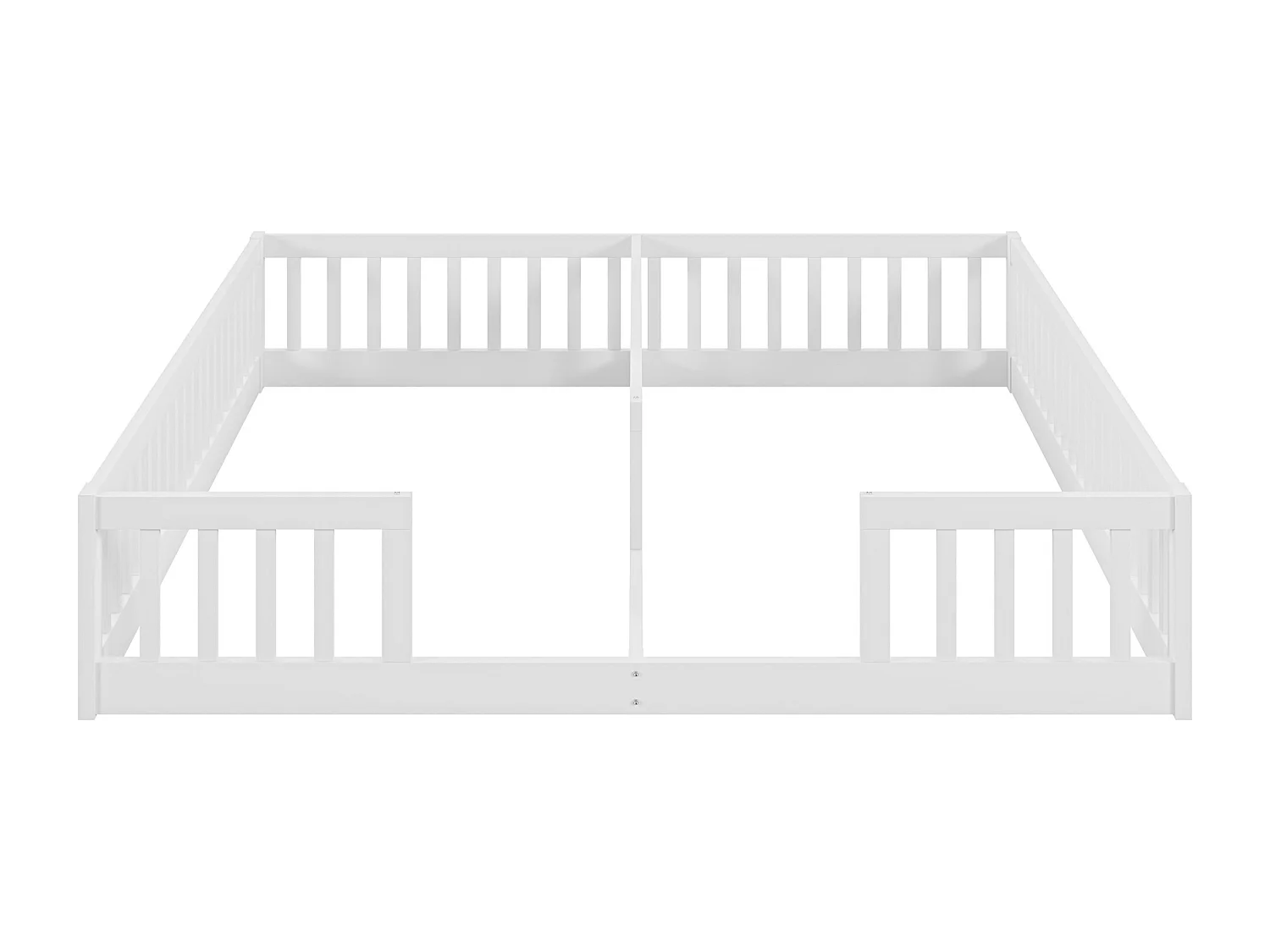 Cama de criança 2x90x200cm em madeira maciça - com grades - sem base de ripas - Branco