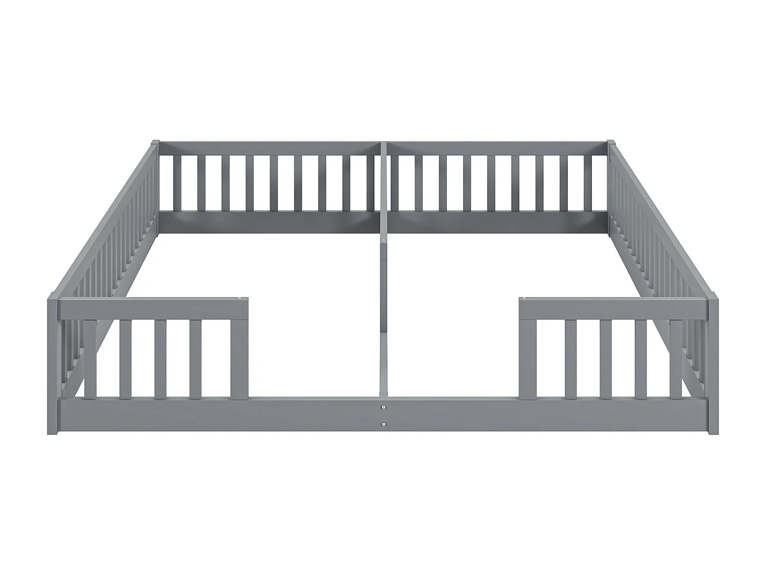 Lit enfant 2x90x200cm en bois massif - avec barrières - sans sommier à lattes - Gris