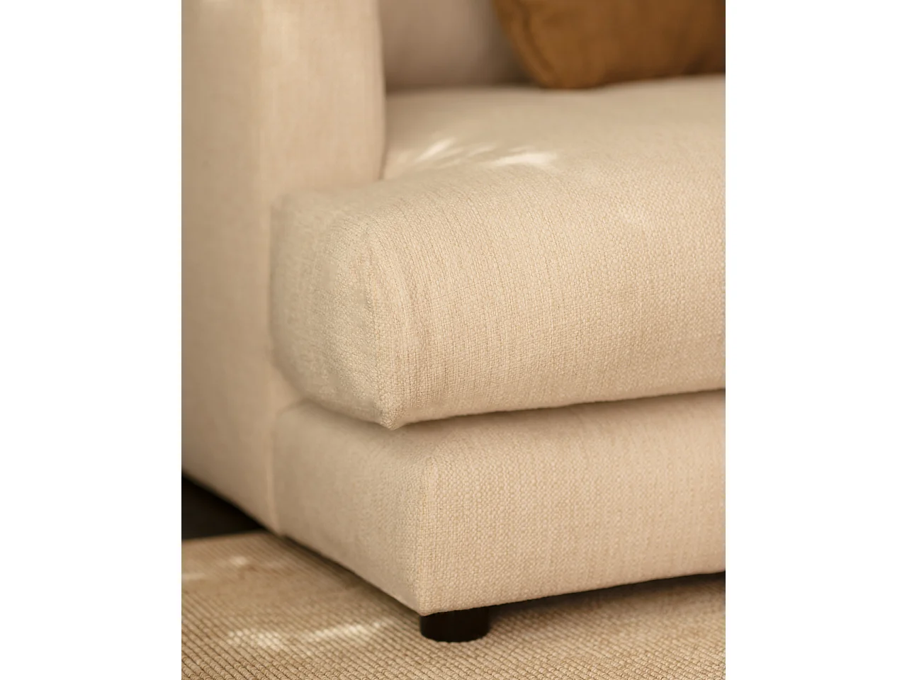 Canapé droit couleur blanc cassé de 215cm