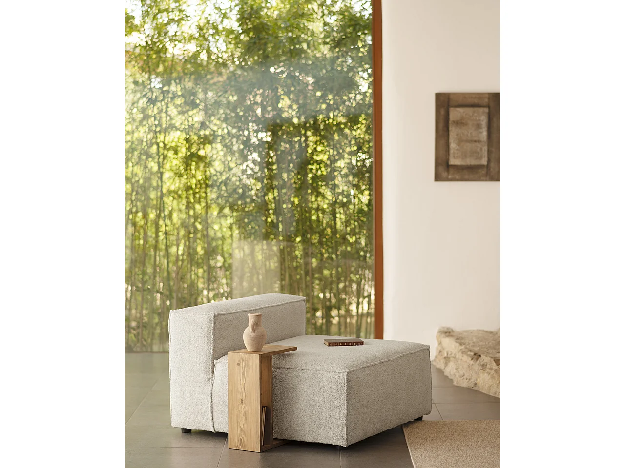 Sillón de bouclé color gris claro 130x110cm - LOLA - DECOWOOD