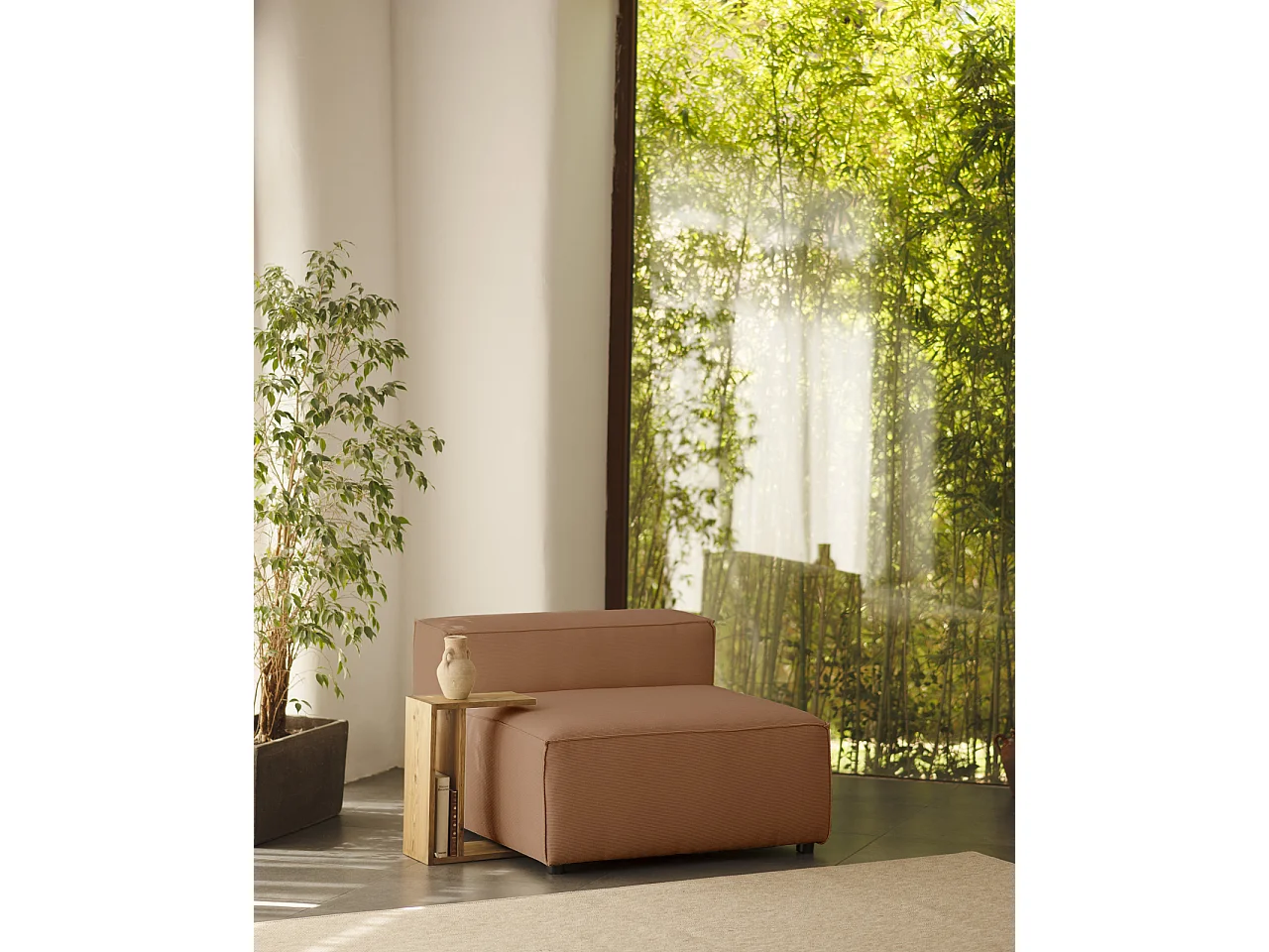 Sillón de pana color coral 130x110cm - LOLA - DECOWOOD