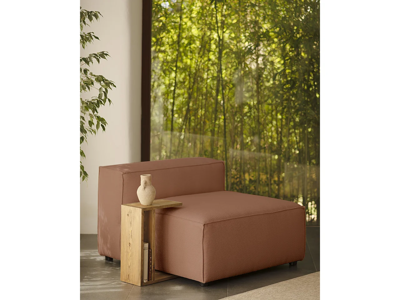 Sillón de pana color coral 130x110cm - LOLA - DECOWOOD