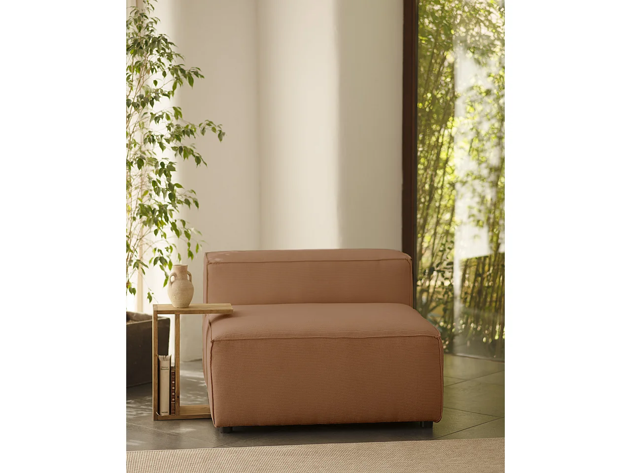 Sillón de pana color coral 130x110cm - LOLA - DECOWOOD