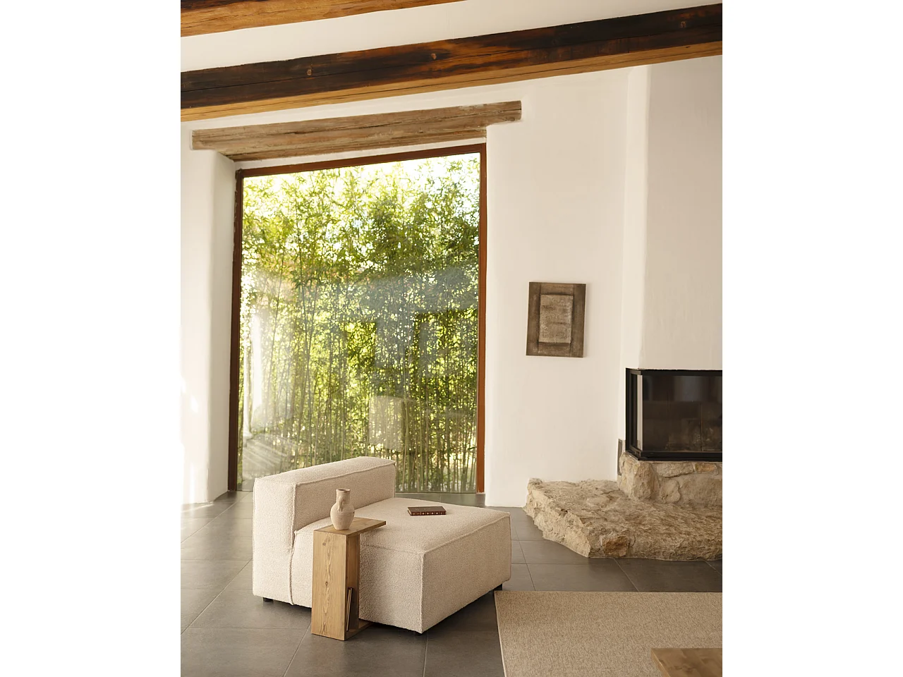 Sillón de bouclé color beige 130x110cm - LOLA - DECOWOOD