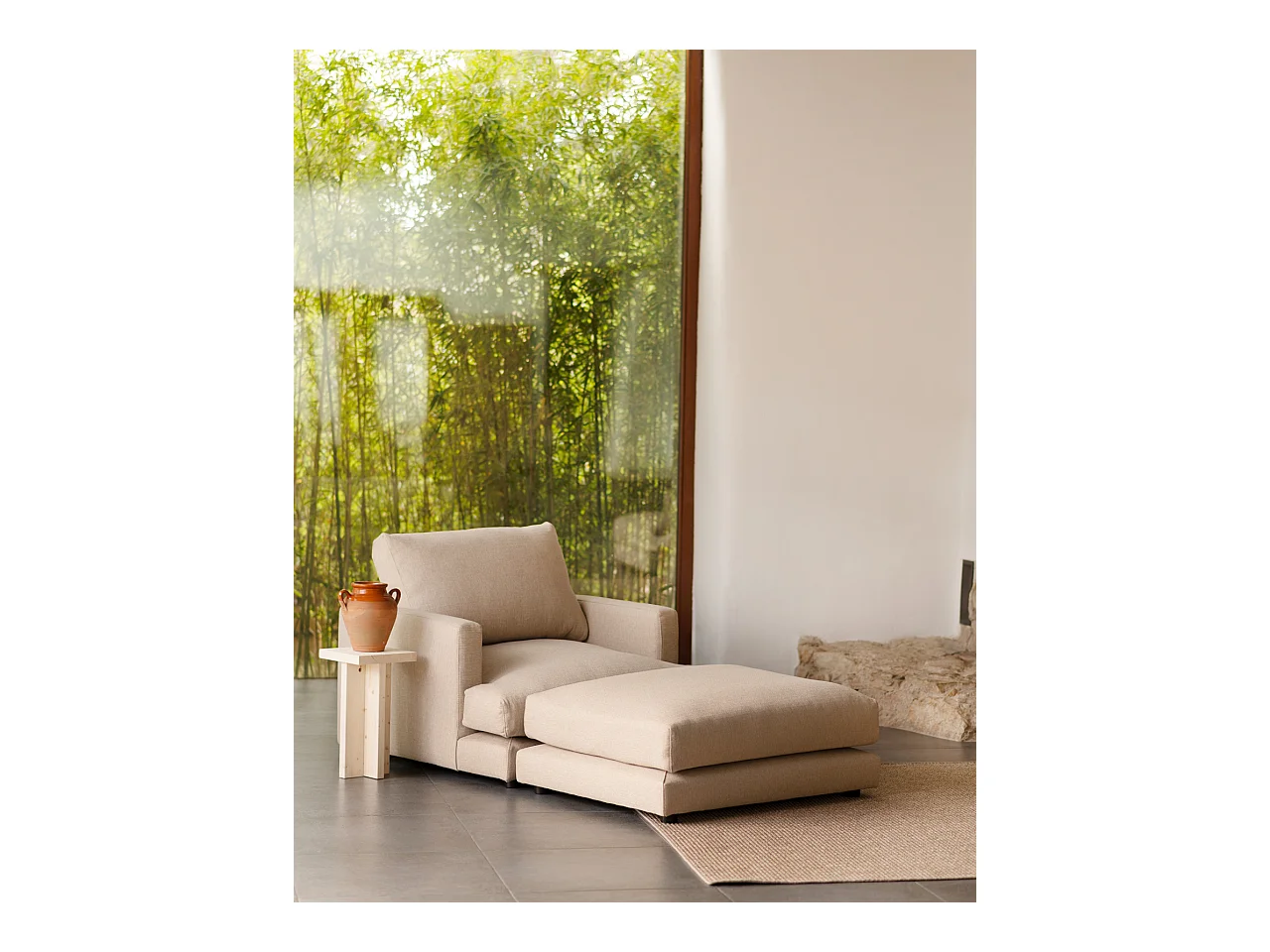 Fauteuil ton beige 105x108cm - LAIA - DECOWOOD