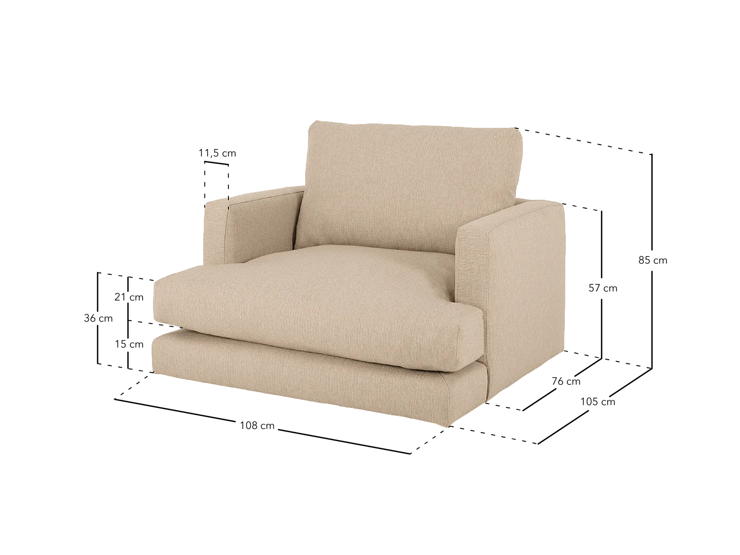 Sillón tono beige de 105x108cm - LAIA - DECOWOOD