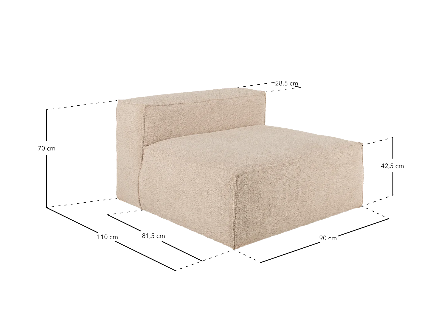 Sillón color blanco roto 130x110cm - LOLA - DECOWOOD