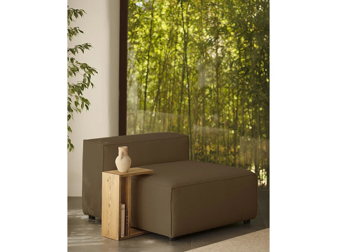 Sillón de pana color marrón topo 130x110cm - LOLA - DECOWOOD