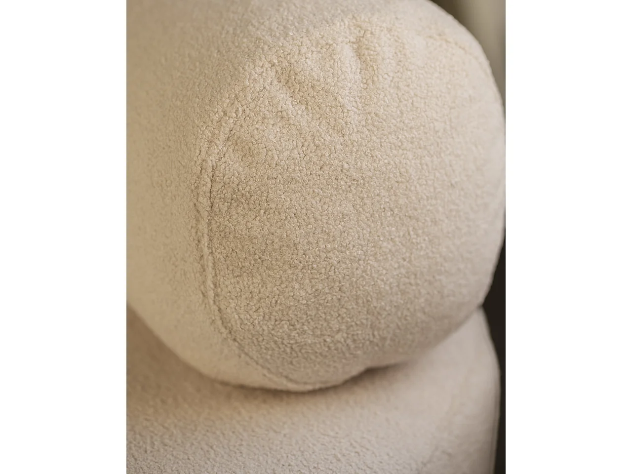 Sillón de buclé redonda color beige 105x50cm - ANE - DECOWOOD