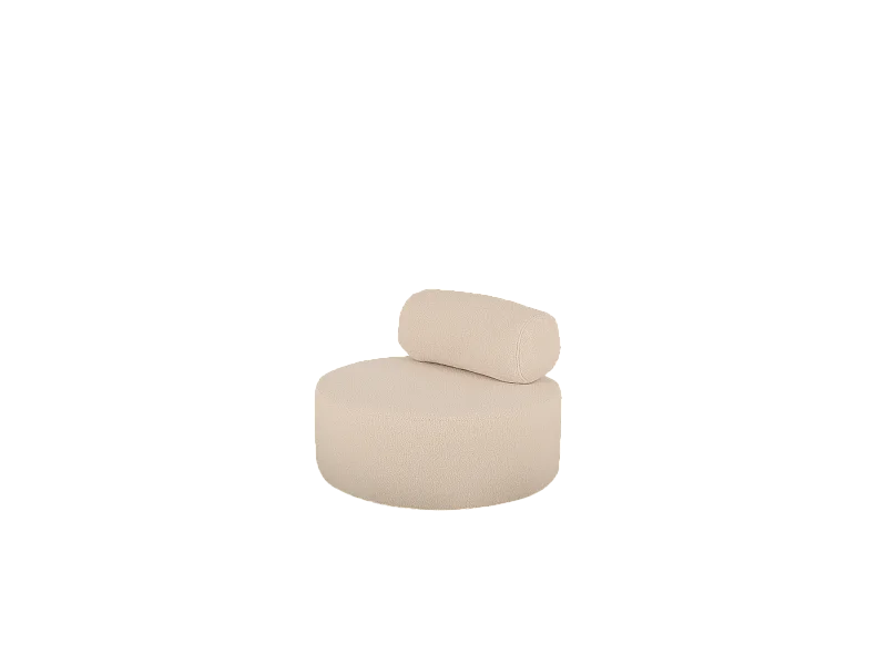 Poltrona rotonda beige a cappio di 105x50cm