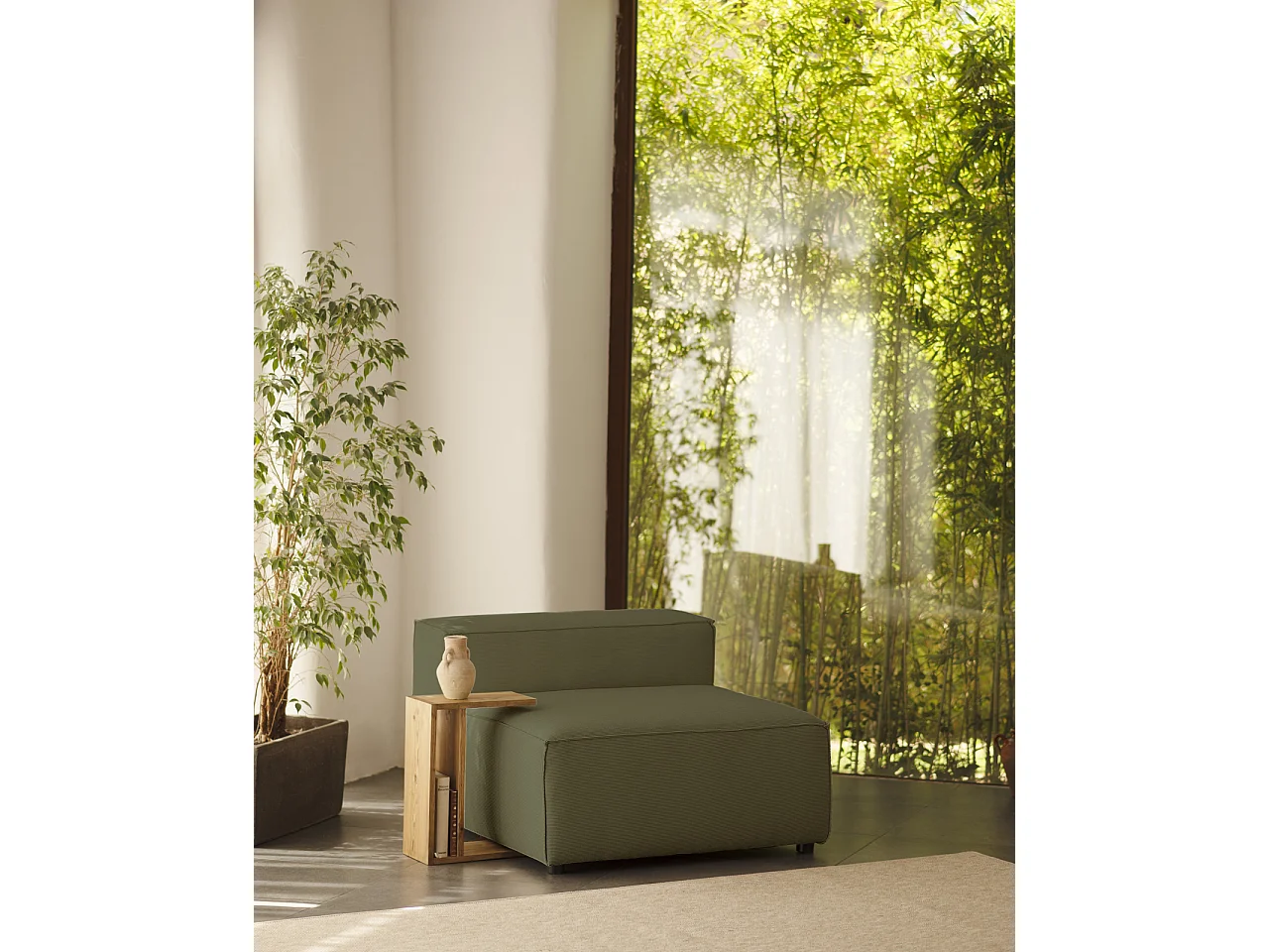 Sillón de pana color verde 130x110cm - LOLA - DECOWOOD