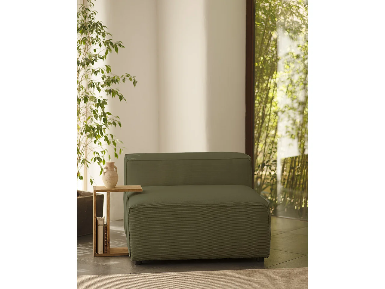 Sillón de pana color verde 130x110cm - LOLA - DECOWOOD