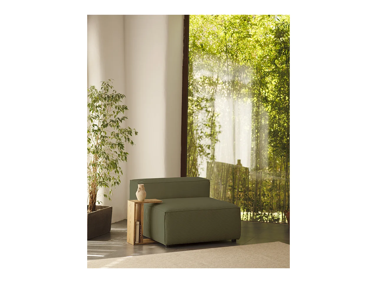 Fauteuil en velours côtelé couleur vert 110x90cm