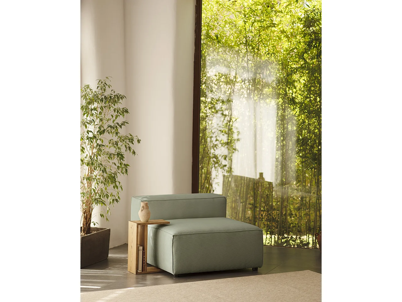 Sillón de pana color verde azulado 130x110cm - LOLA - DECOWOOD